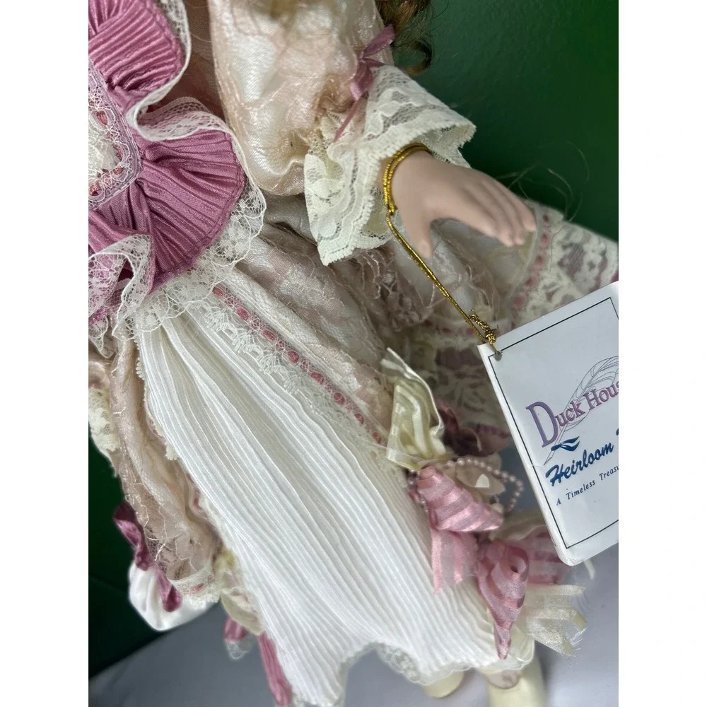 Duck House Heirloom Dolls Porcelain Doll Pink Lace Victorian Gown 2001 Nita Tag